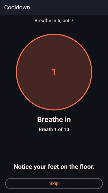 Nice Pro Portions cool-down breathing screen