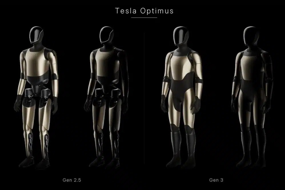 Tesla Optimus Gen 2.5 next to Gen 3, renders found in the Tesla Android app
